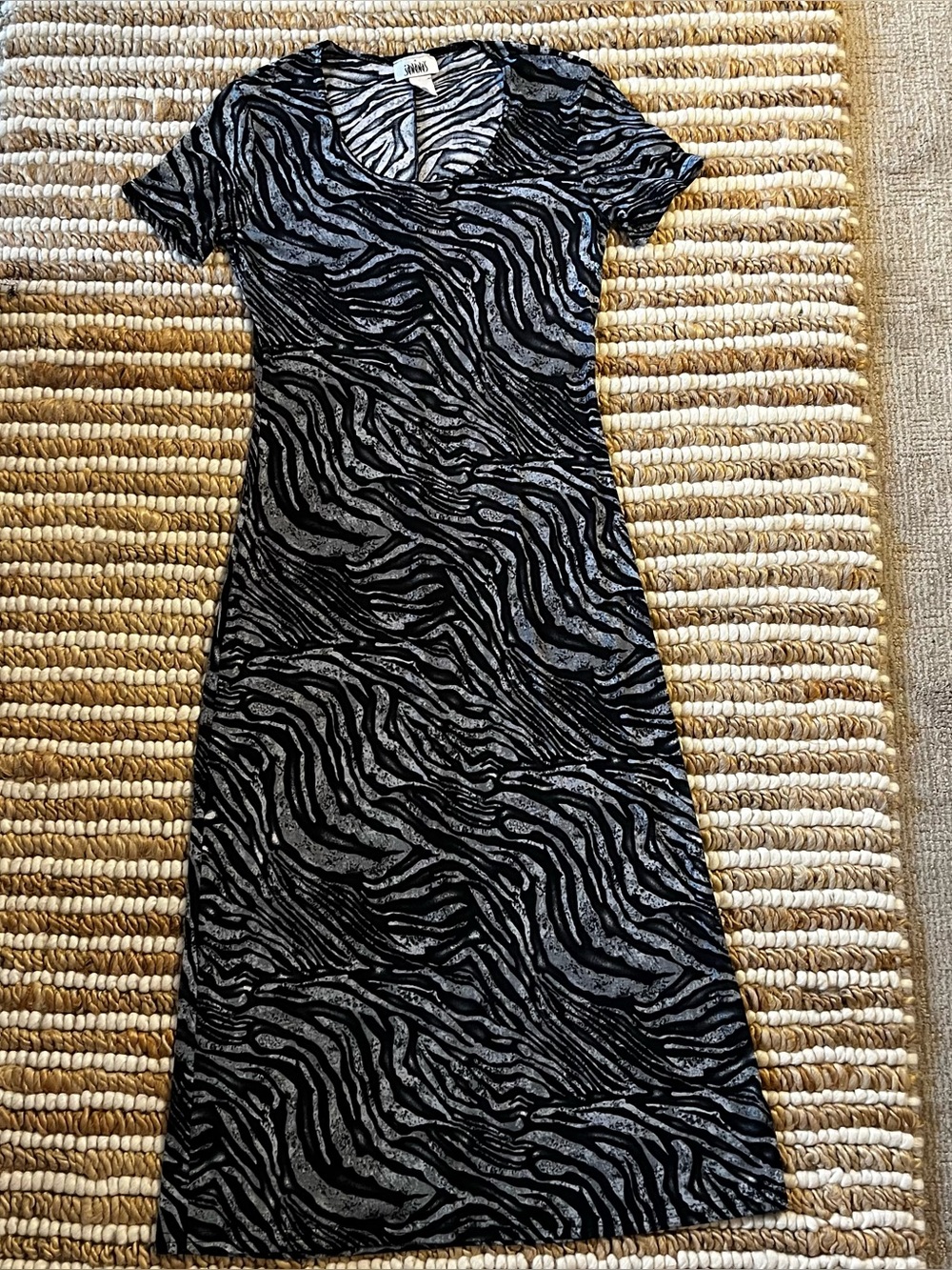 Vintage Zebra Print Black & Gray Women's Dress